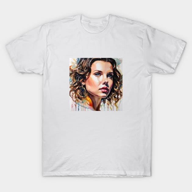 Portrait of Millie Bobby Brown T-Shirt by bogfl